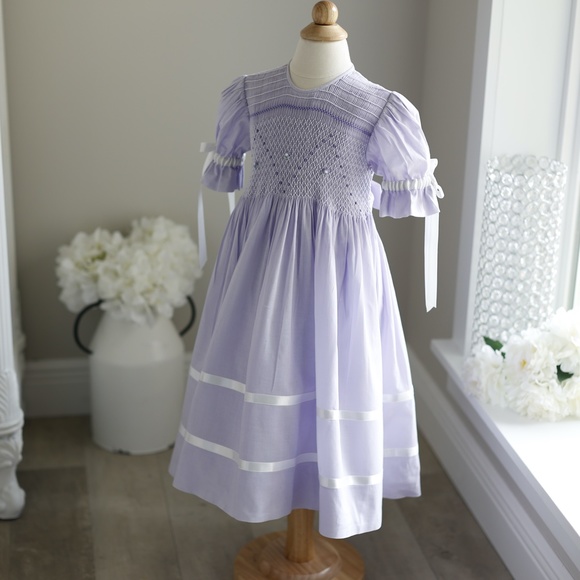 Strasburg Dress Lavender Smocked Heirloom Spring Portrait RARE FIND Gorgeous - Picture 5 of 8